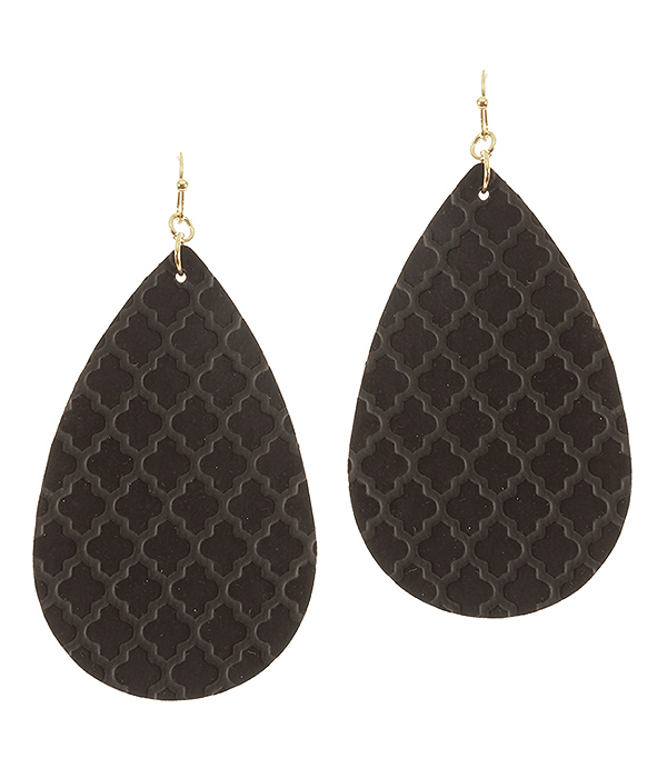 FAUX LEATHER TEXTURED TEARDROP EARRING