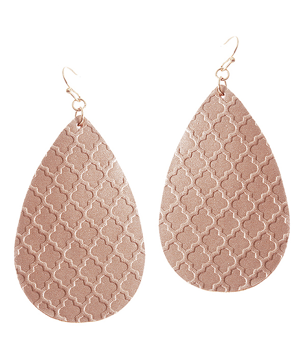 FAUX LEATHER TEXTURED TEARDROP EARRING