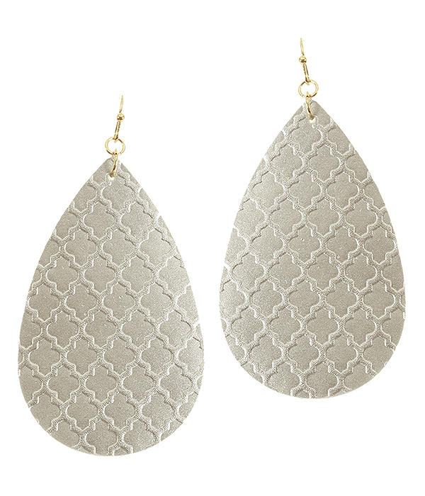 Faux leather textured teardrop earring