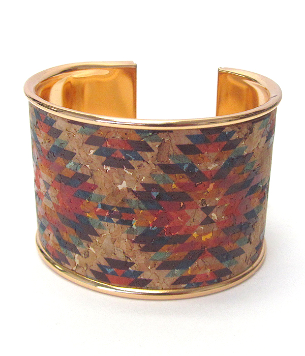 PRINTED CORK SKIN WIDE BANGLE BRACELET