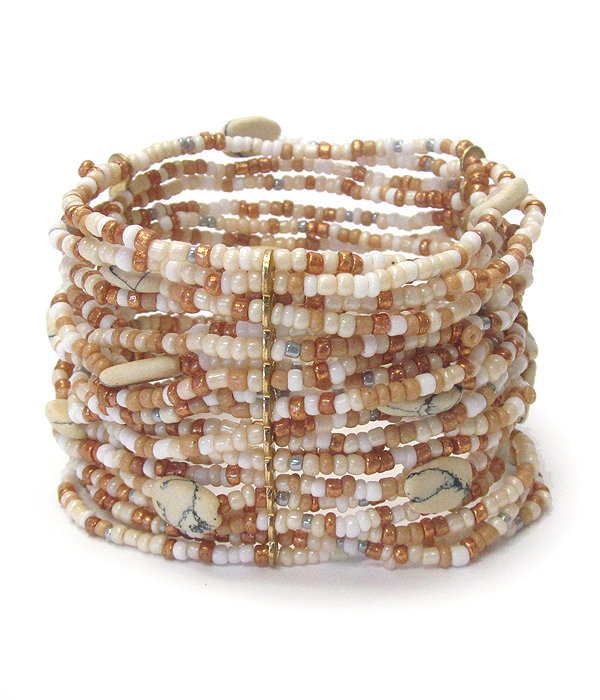 MULTI LAYER SEED BEAD STRETCH BRACELET