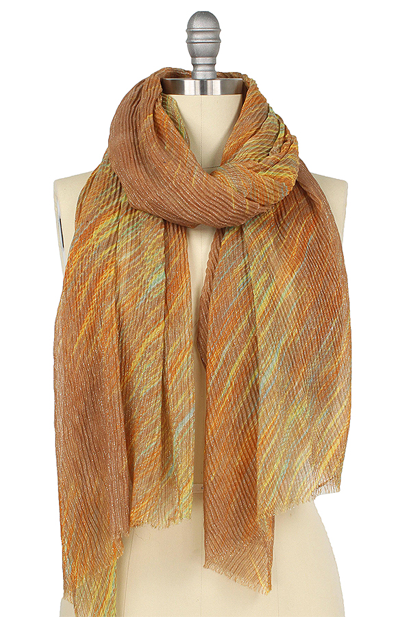 LUREX PLEATED ABSTRACT PRINT SCARF - 100% POLYESTER