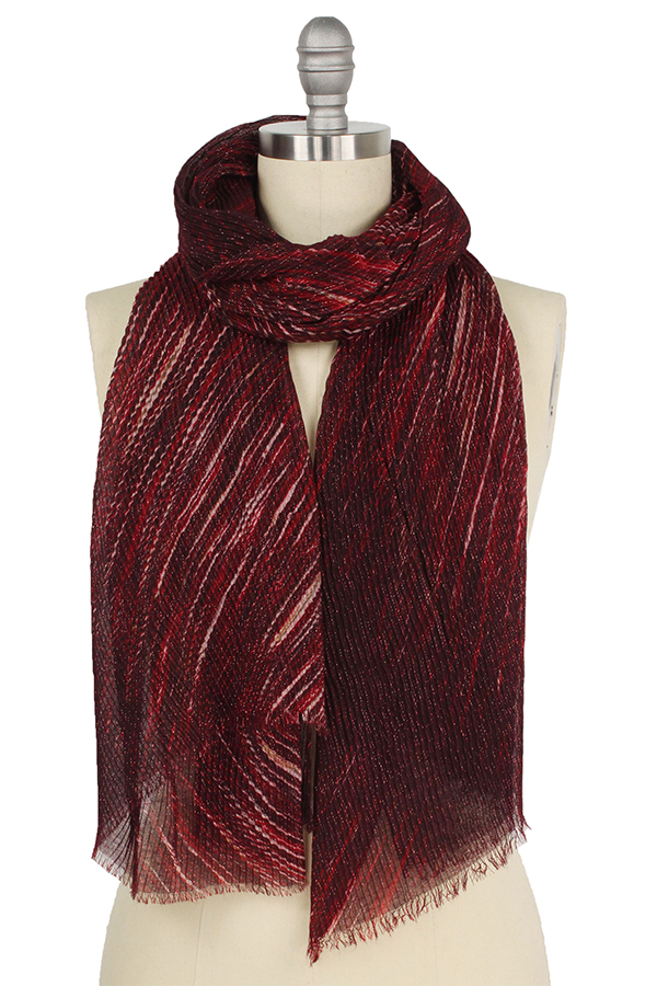 LUREX PLEATED ABSTRACT PRINT SCARF - 100% POLYESTER