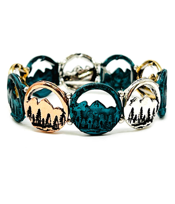 MOUNTAIN AND TREE LANDSCAPE STRETCH BRACELET