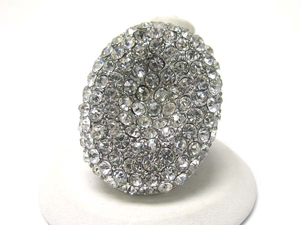 Paved crystal oval stretch ring 