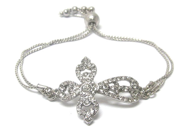 Crystal fashion cross and metal cord friendship bracelet