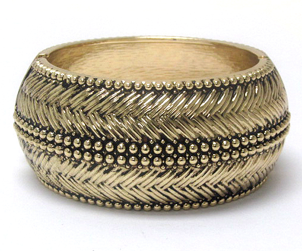 Multi metal small ball and fashion designer style metal line hinge bangle