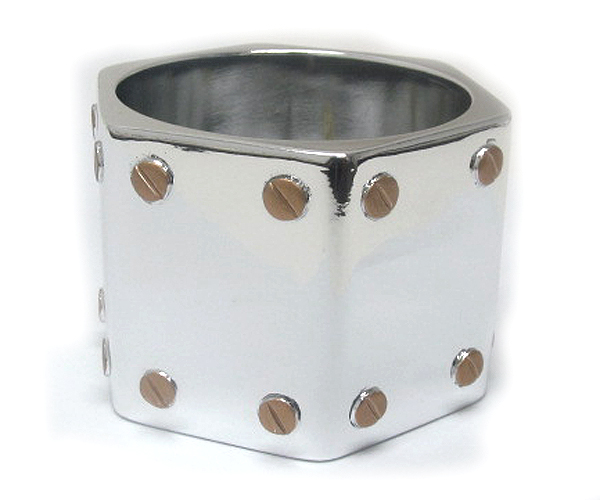 Architectural style metal bangle bracelet