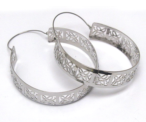 Butterfly textured metal hoop earring - hoops