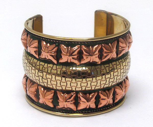 Multi metal puffy spike and epoxy fashion puffy texture metal bangle