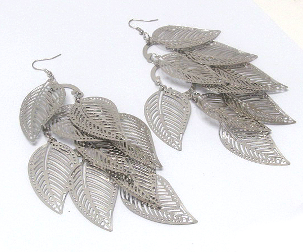 Multi metal leafs drop earring