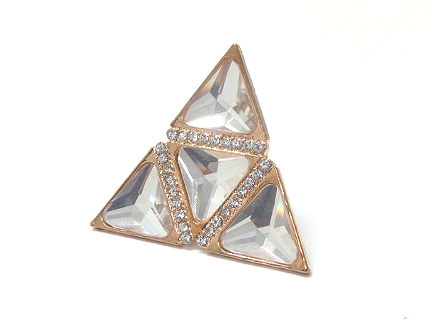 Designer style crystal and glass deco multi triangular stretch ring