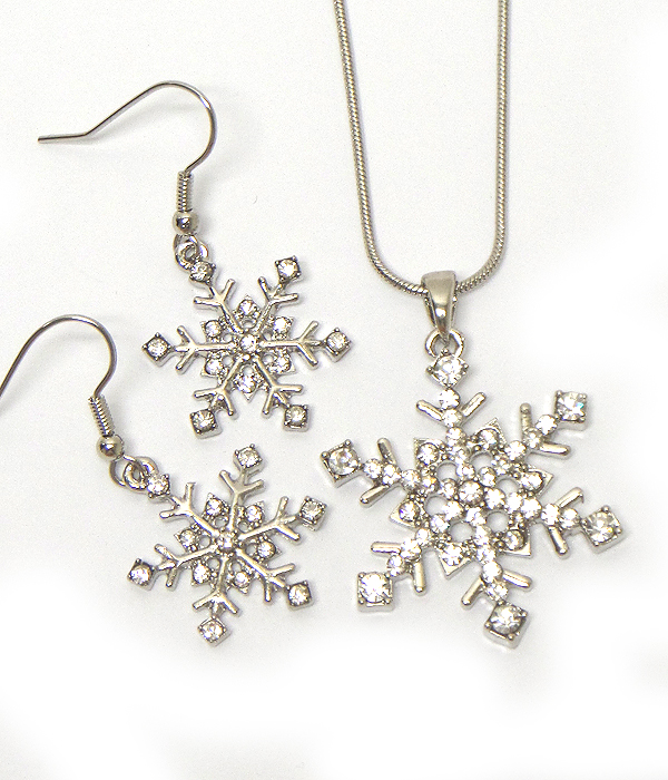 Crystal snowflake necklace set