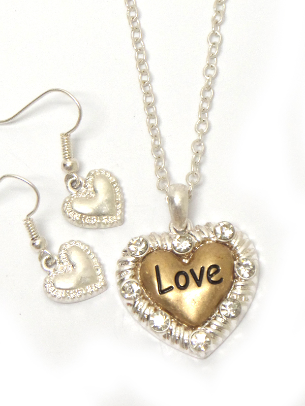 Crystal heart pendant necklace - love