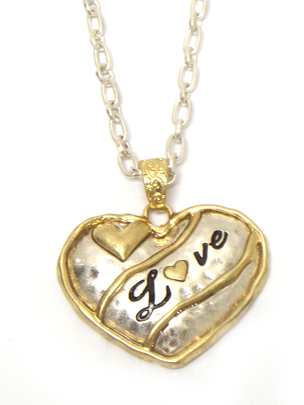 Handmade heart pendant necklace - love