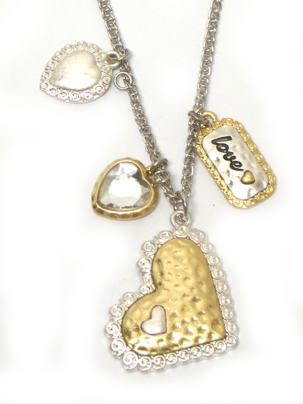 Handmade heart dangle necklace - love