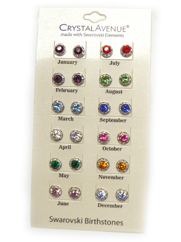 Swarovski birthstone earring set of 12