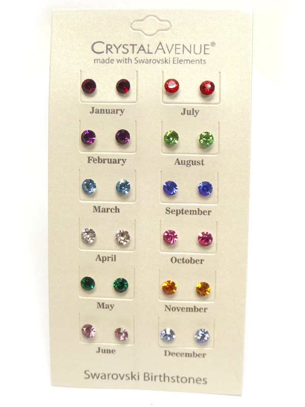Swarovski birthstone earring set of 12