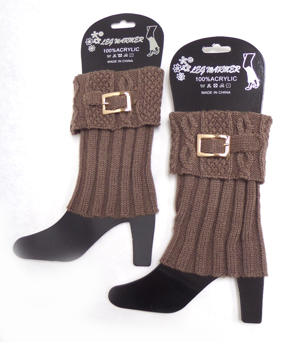 Metal buckle vintage crochet leg warmer boot cuffs