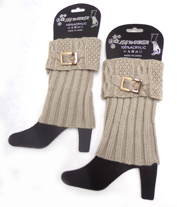 Metal buckle vintage crochet leg warmer boot cuffs