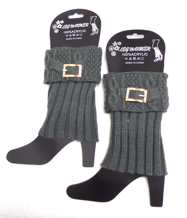 Metal buckle vintage crochet leg warmer boot cuffs