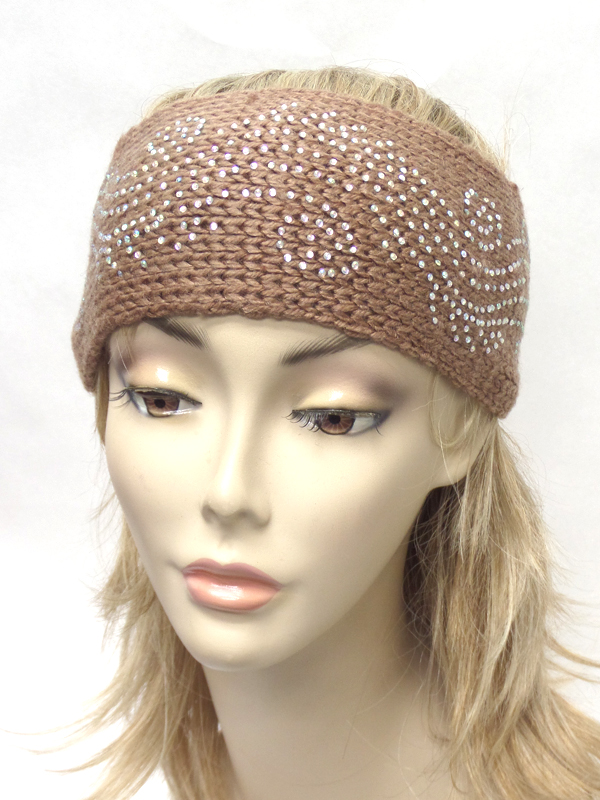 Rhinestone wide crochet headwrap