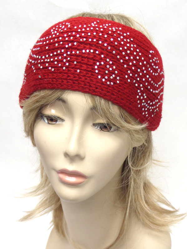 Rhinestone wide crochet headwrap