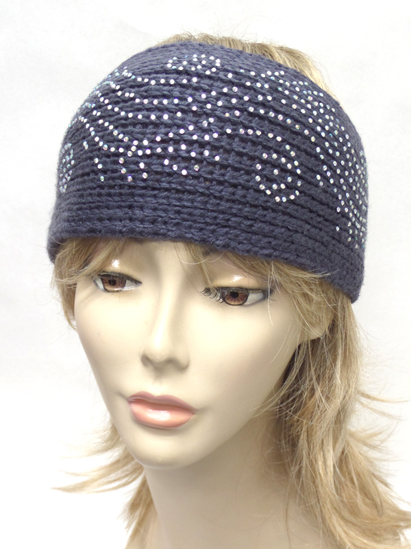 Rhinestone wide crochet headwrap