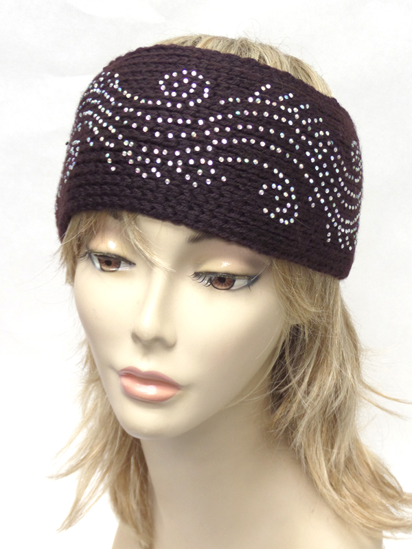 Rhinestone wide crochet headwrap