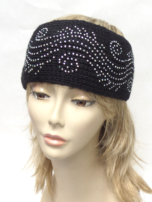 Rhinestone wide crochet headwrap