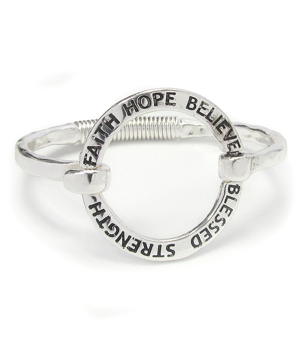 RELIGIOUS INSPIRATION RING BANGLE BRACELET - FAITH HOPE BELIEVE