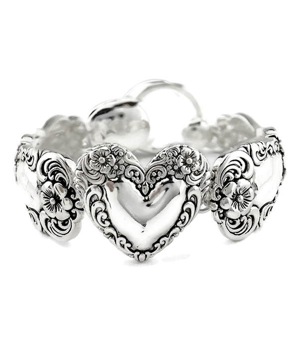 Utensil spoon textured heart magnetic bracelet