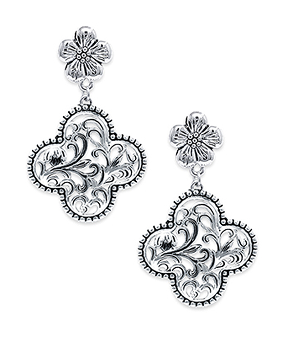 METAL FILIGREE QUATREFOIL EARRING