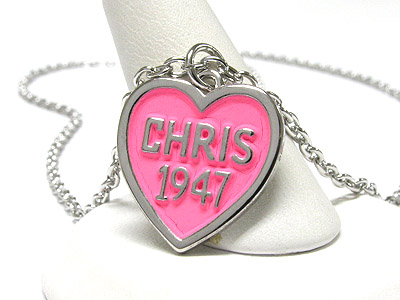 WHITEGOLD PLATING CHRIS HEART PENDANT NECKLACE