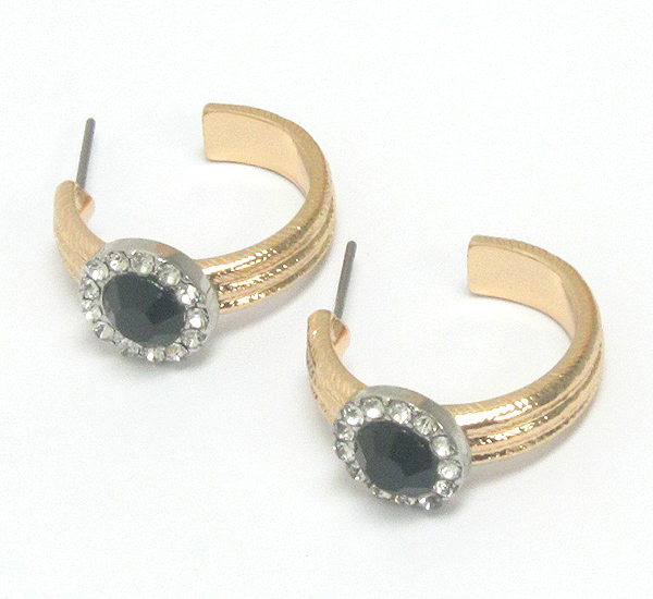 CRYSTAL AND METAL HOOP EARRING - HOOPS