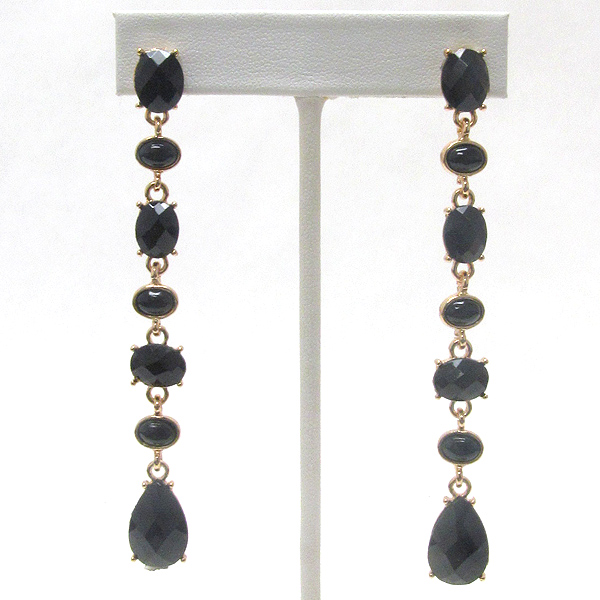 Multi shape facet glass drop earring