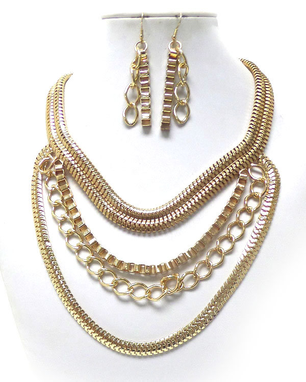 Muti thick layered chain necklace set