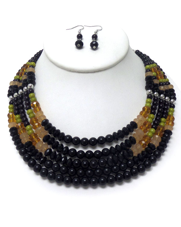 Five layers of bead with bar necklace set 