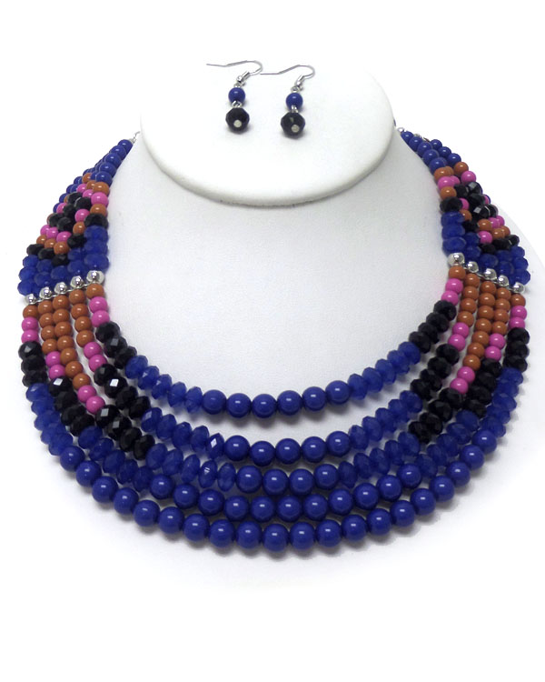 Five layers of bead with bar necklace set