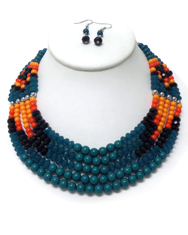 Five layers of bead with bar necklace set
