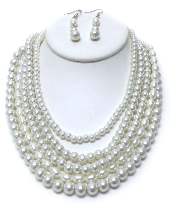 Multi strand pearl necklace set 