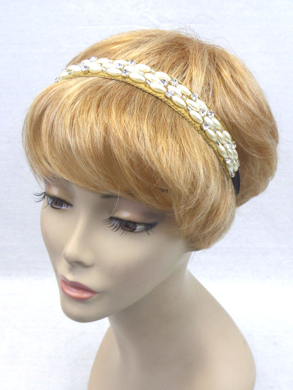 Handmade crystal and pearl stretch headband