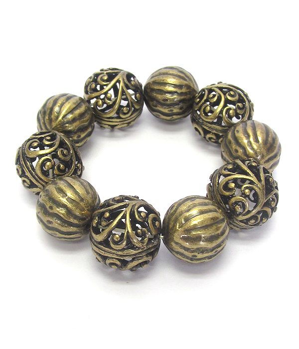 TEXTURED METAL BALL STRETCH BRACELET