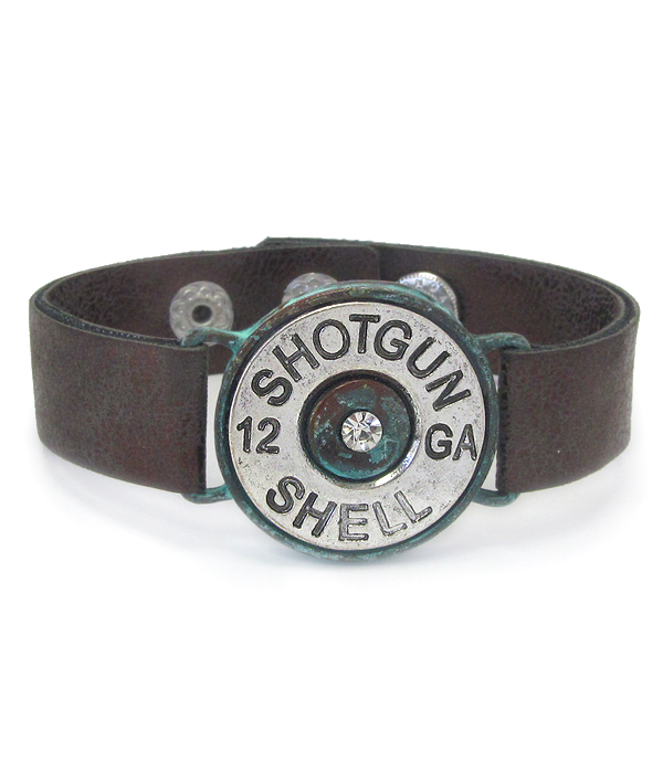 BULLET AND LEATHER BAND BRACELET
