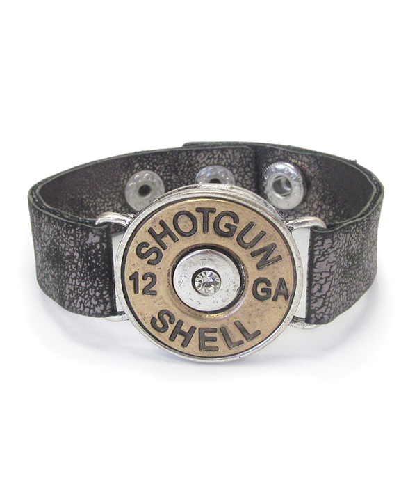 BULLET AND LEATHER BAND BRACELET