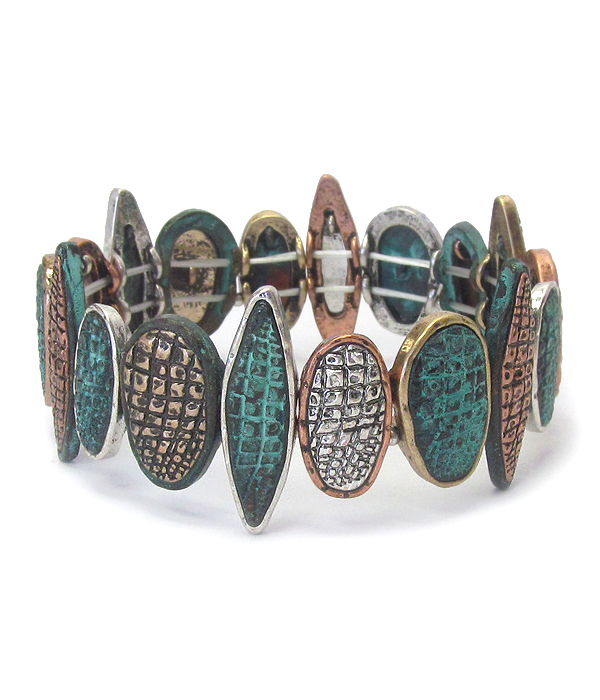 TEXTURED VINTAGE RUSTIC METAL STRETCH BRACELET