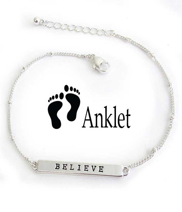 RELIGIOUS INSPIRATION ANKLET - BELIEVE