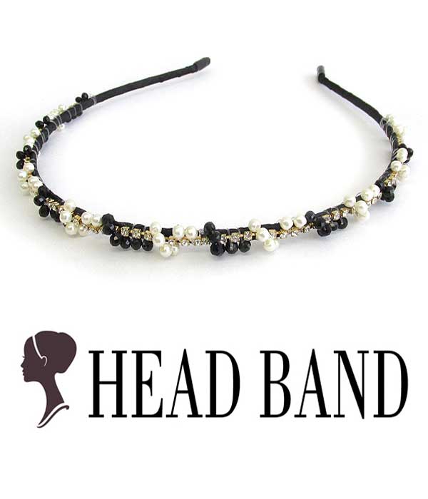 Pearl and crystal handmade art craft head band