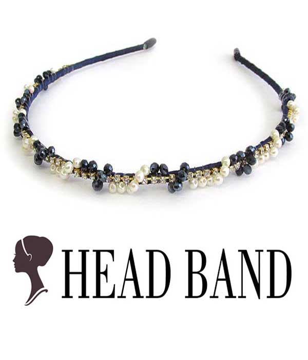 Pearl and crystal handmade art craft head band