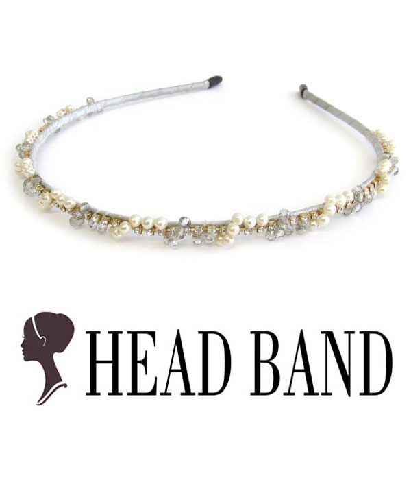 PEARL AND CRYSTAL HANDMADE ART CRAFT HEAD BAND